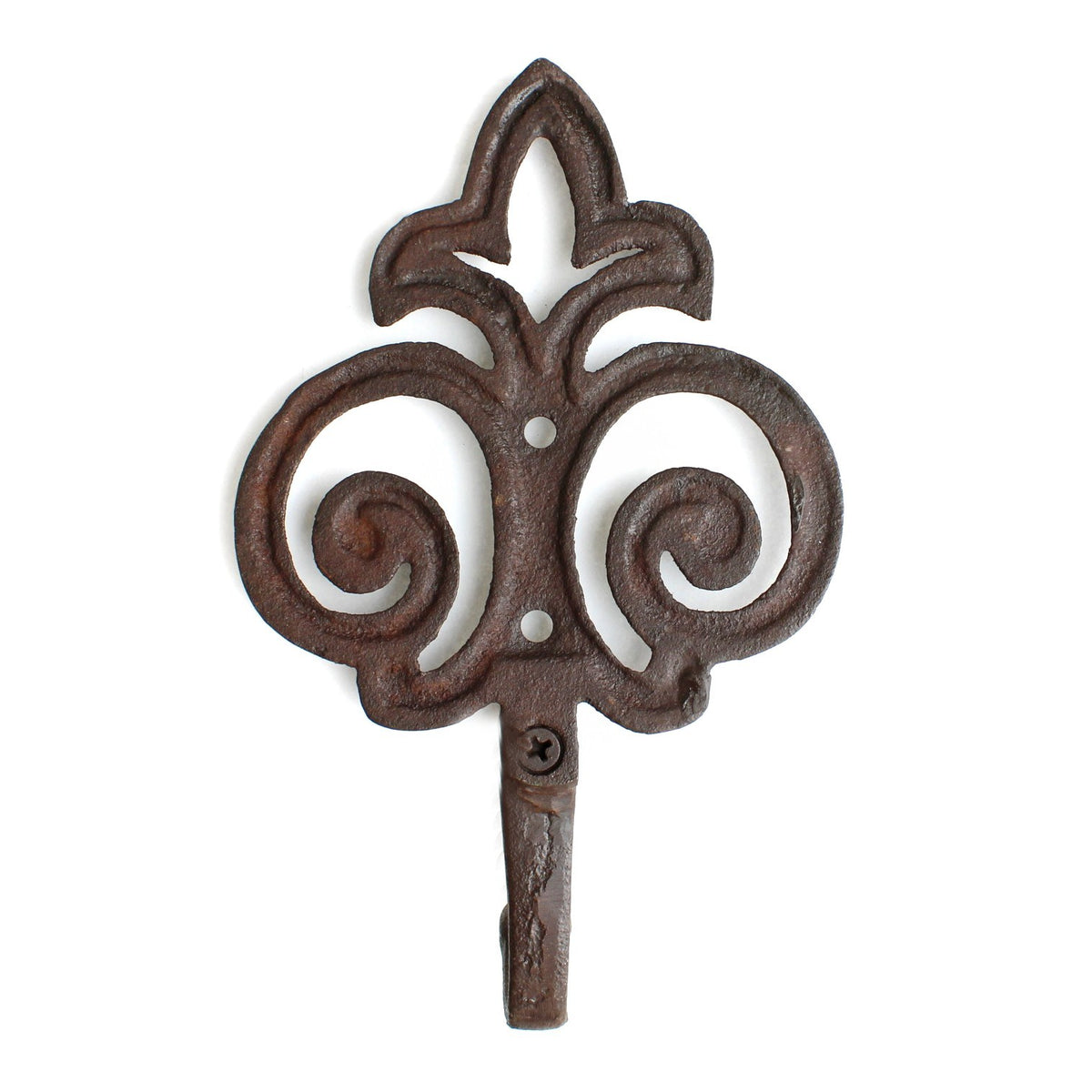 Cast Iron Fleur De Lis Scrolls Wall Hook Key Coat Towel Hanger Decorative 7 inch