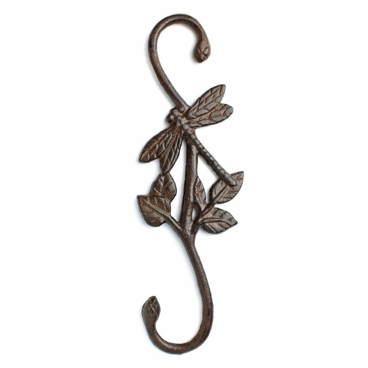 Cast Iron Dragonfly Leaf S Hook Garden Basket Flower Bucket Hanger 11 3/8 inch