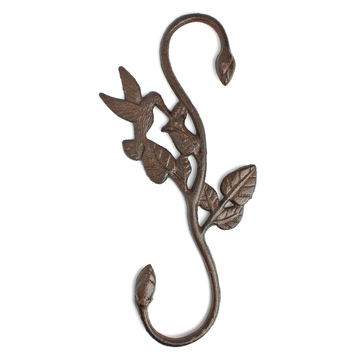 Cast Iron Hummingbird Leaf S Hook Rustic Garden Basket Bird Feeder Holder 11 in