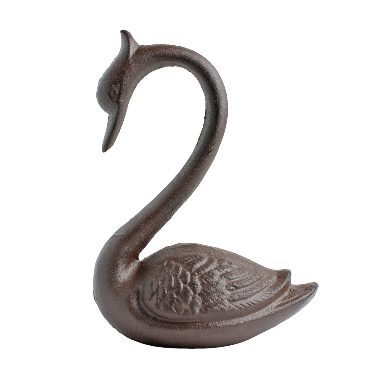 Cast Iron Swan Figurine Statue Heavy Duty Rustic Home Garden Decor 7 3/4" Tall