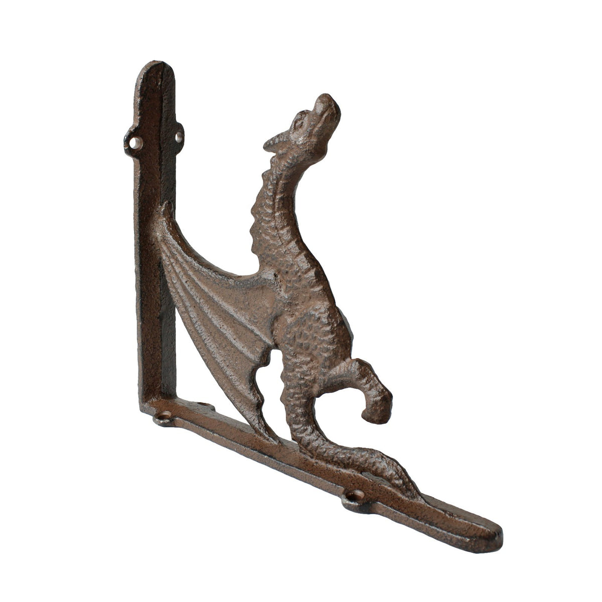 2 Cast Iron Dragon Shelf Brackets Heavy Duty Gothic Rustic Wall Brace 8 x 6 5/8"