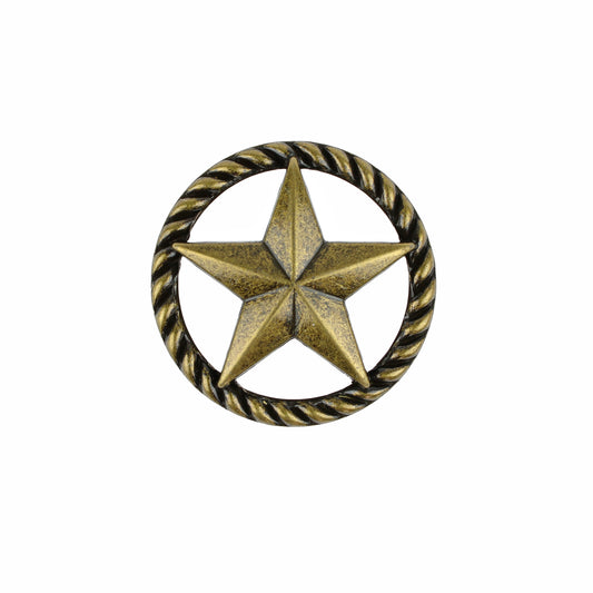 Antique Brass Round Texas Star Rope Cabinet Drawer Door Knob Pull 1.5 inch