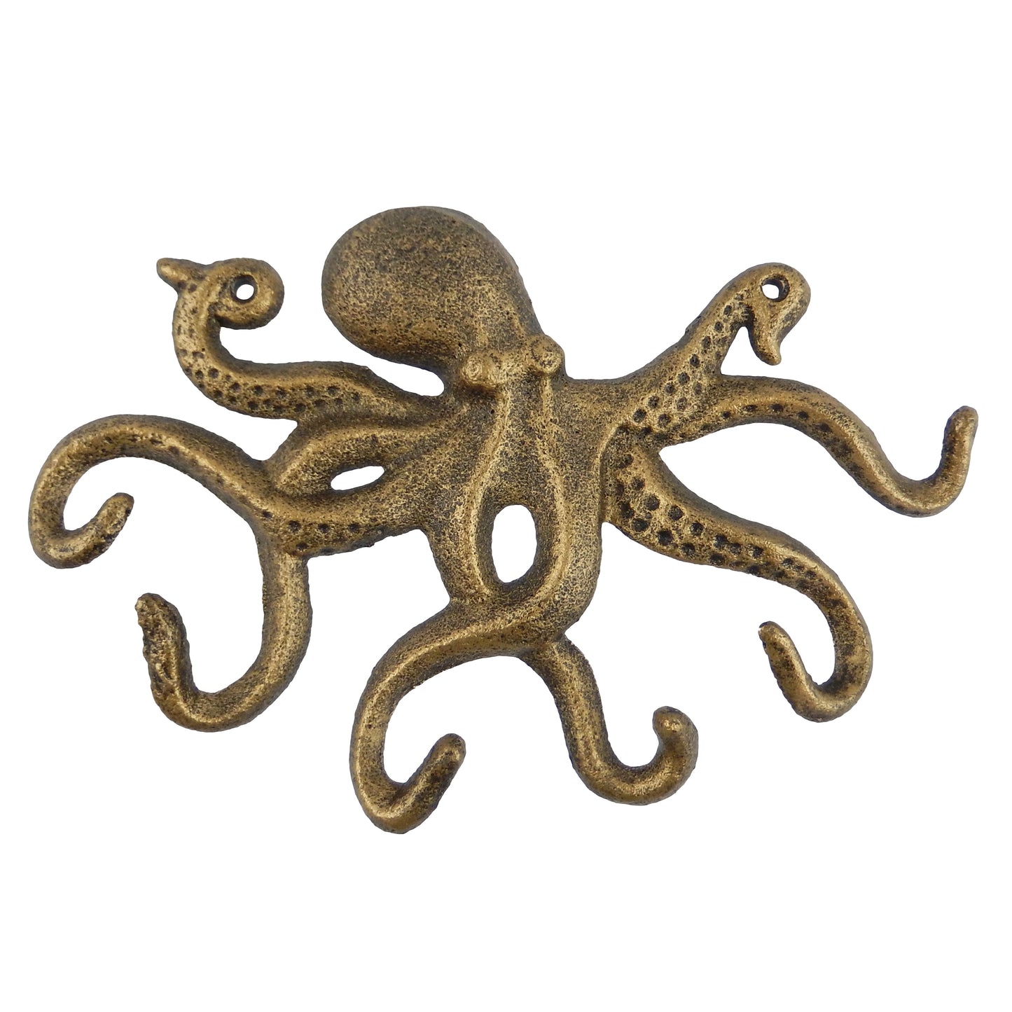 Octopus Wall Hook Cast Iron Key Rack Towel Coat Hanger Antique Gold Nautical