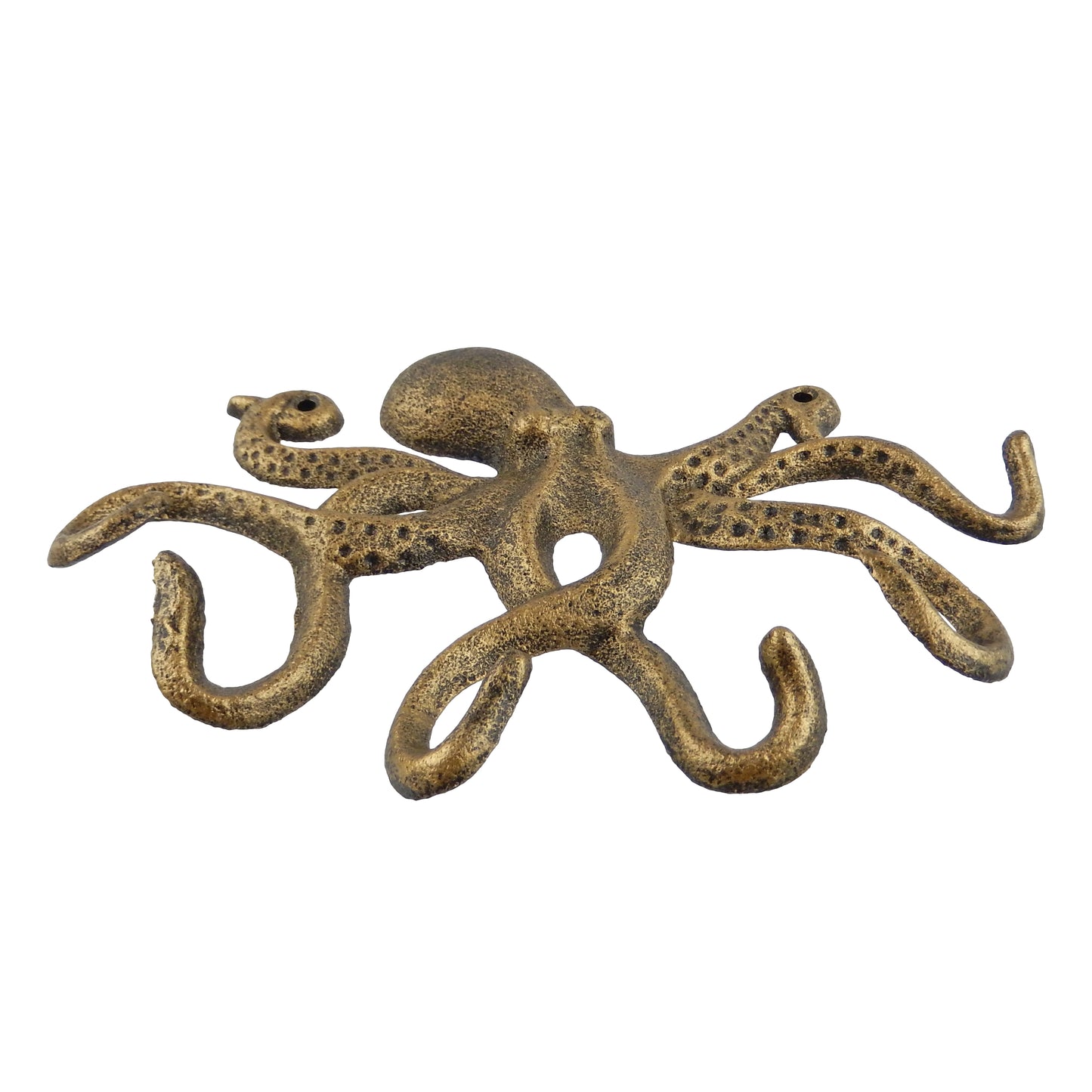 Octopus Wall Hook Cast Iron Key Rack Towel Coat Hanger Antique Gold Nautical