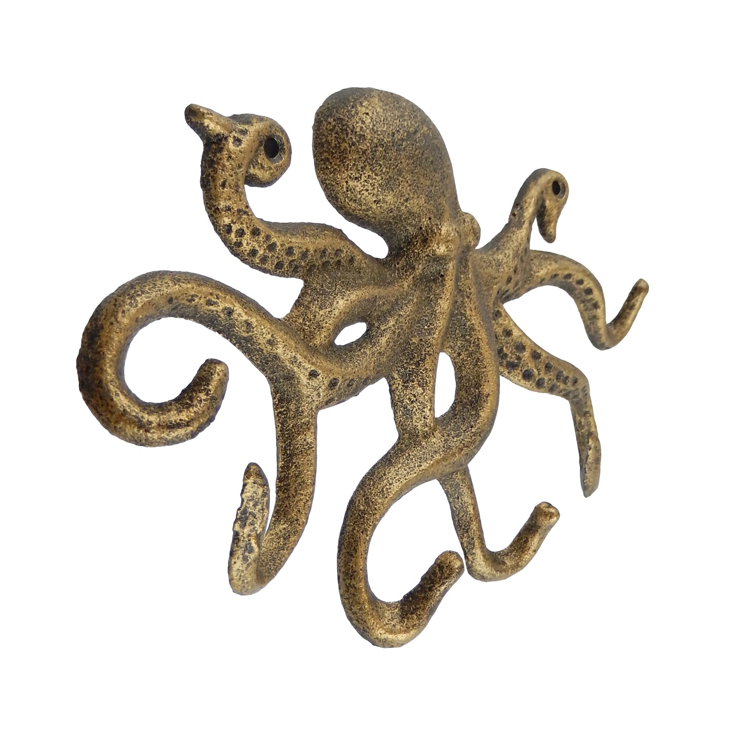 Octopus Wall Hook Cast Iron Key Rack Towel Coat Hanger Antique Gold Nautical