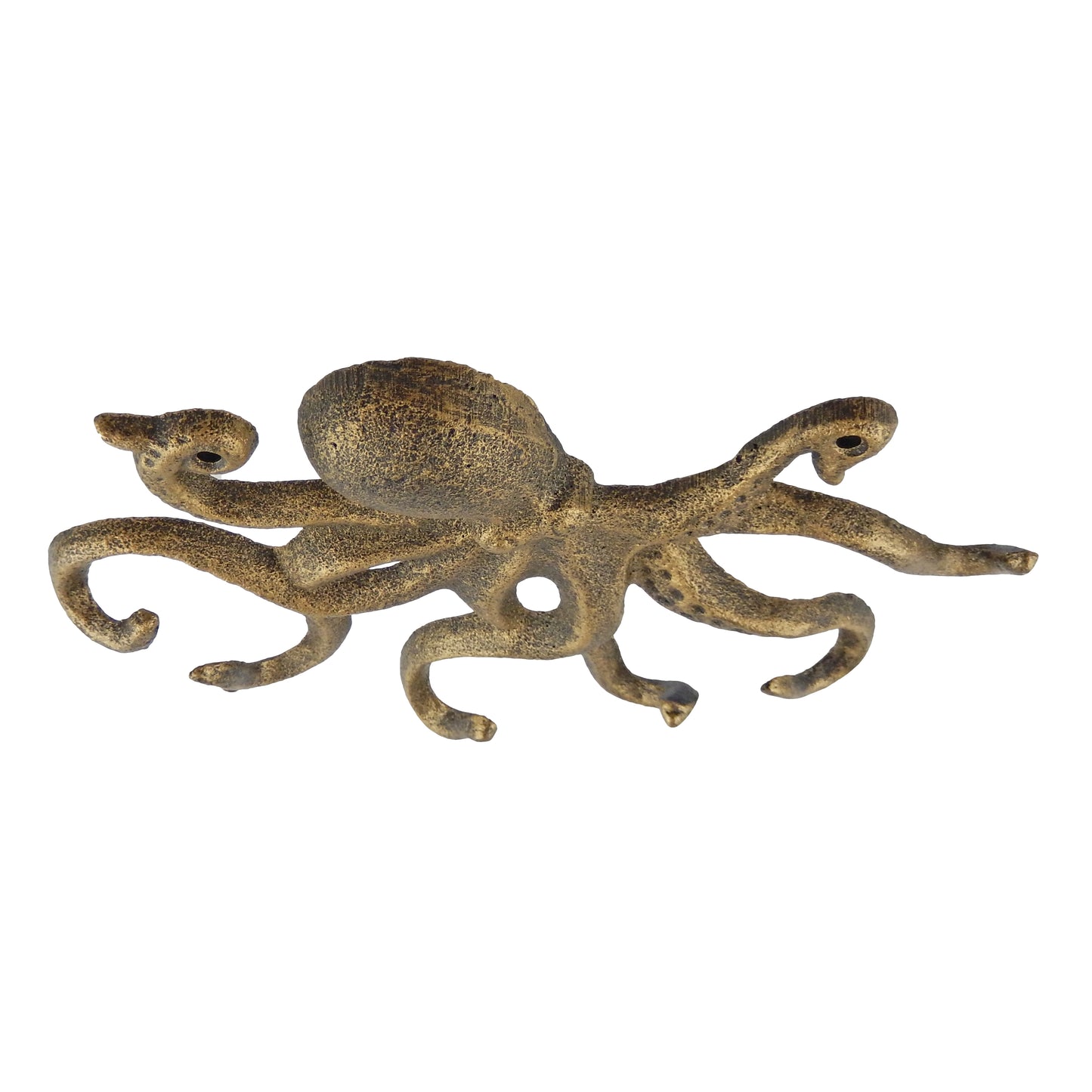 Octopus Wall Hook Cast Iron Key Rack Towel Coat Hanger Antique Gold Nautical