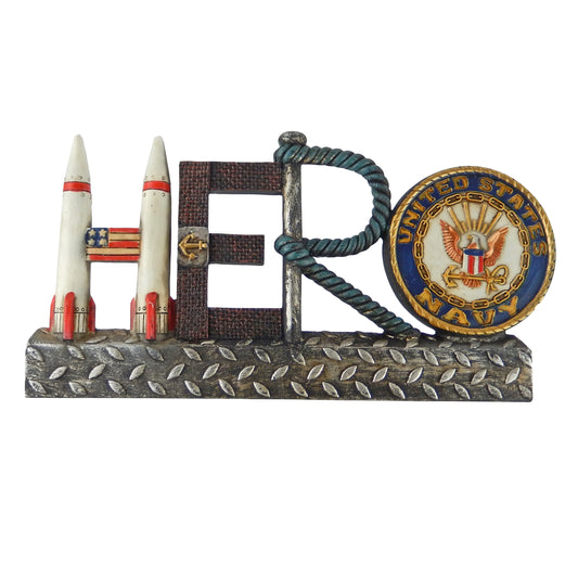 U.S. Navy Hero Wall Plaque Sign Rustic Finish Hand Painted Polyresin Bullets