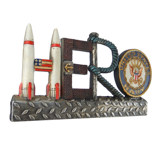 U.S. Navy Hero Wall Plaque Sign Rustic Finish Hand Painted Polyresin Bullets