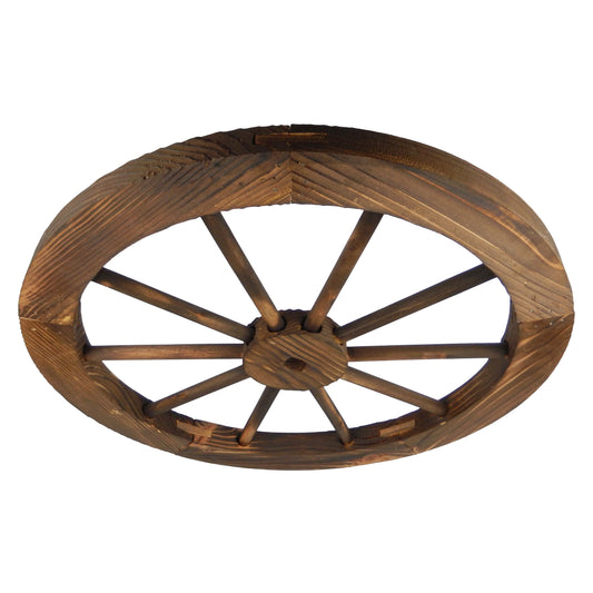 Wooden Wagon Wheel Rustic Barn Western Country Garden Decor Burnt Stain 23.5 in
