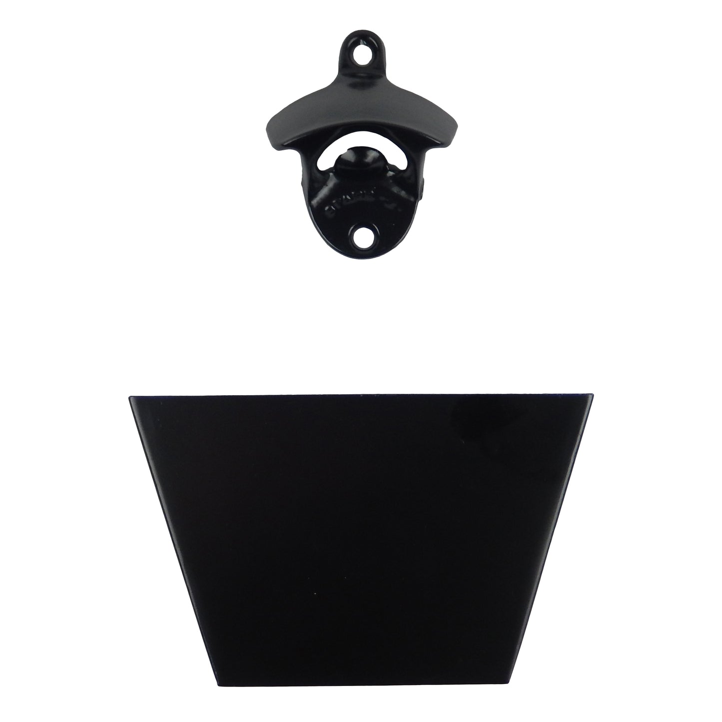 Starr Black Beer Bottle Opener Set with Metal Cap Catcher Wall Mounted w/ Screws