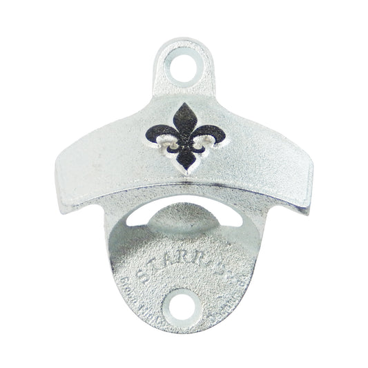 Starr Embossed Cast Iron Fleur De Lis Wall Mount Beer Bottle Opener With Screws