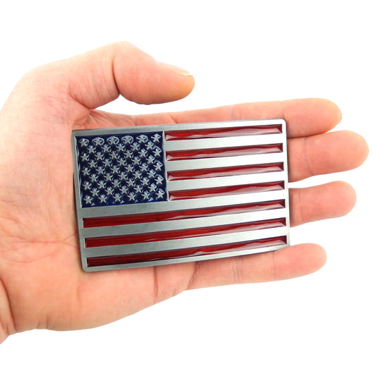 American Flag Men's Belt Buckle USA Pride Antique Silver Enamel Fits 1.5" Belts