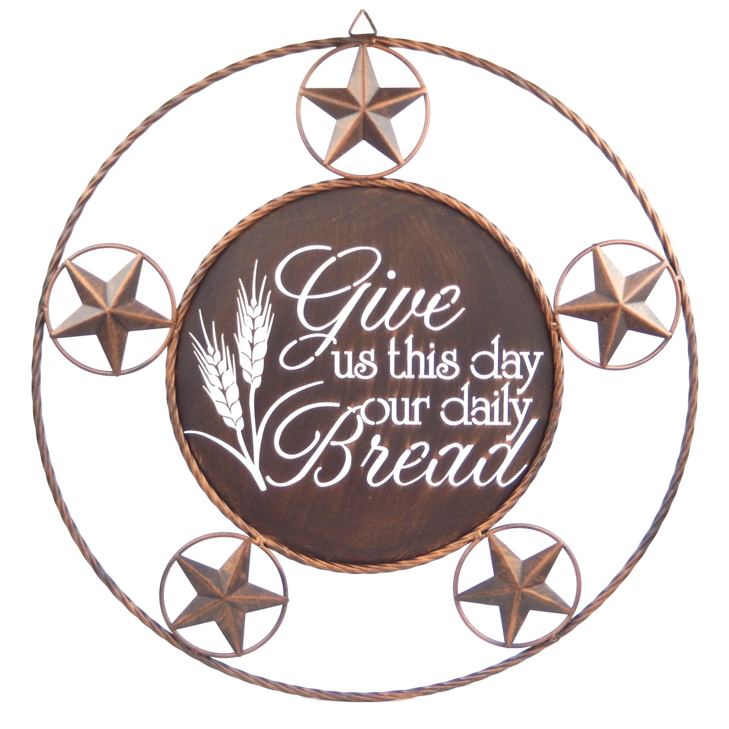 "Give Us This Day Our Daily Bread" Religious Metal Wall Decor Stars 20.5 inch
