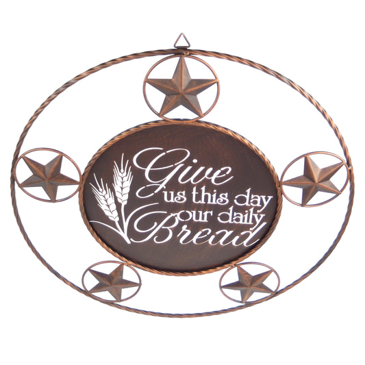 "Give Us This Day Our Daily Bread" Religious Metal Wall Decor Stars 20.5 inch