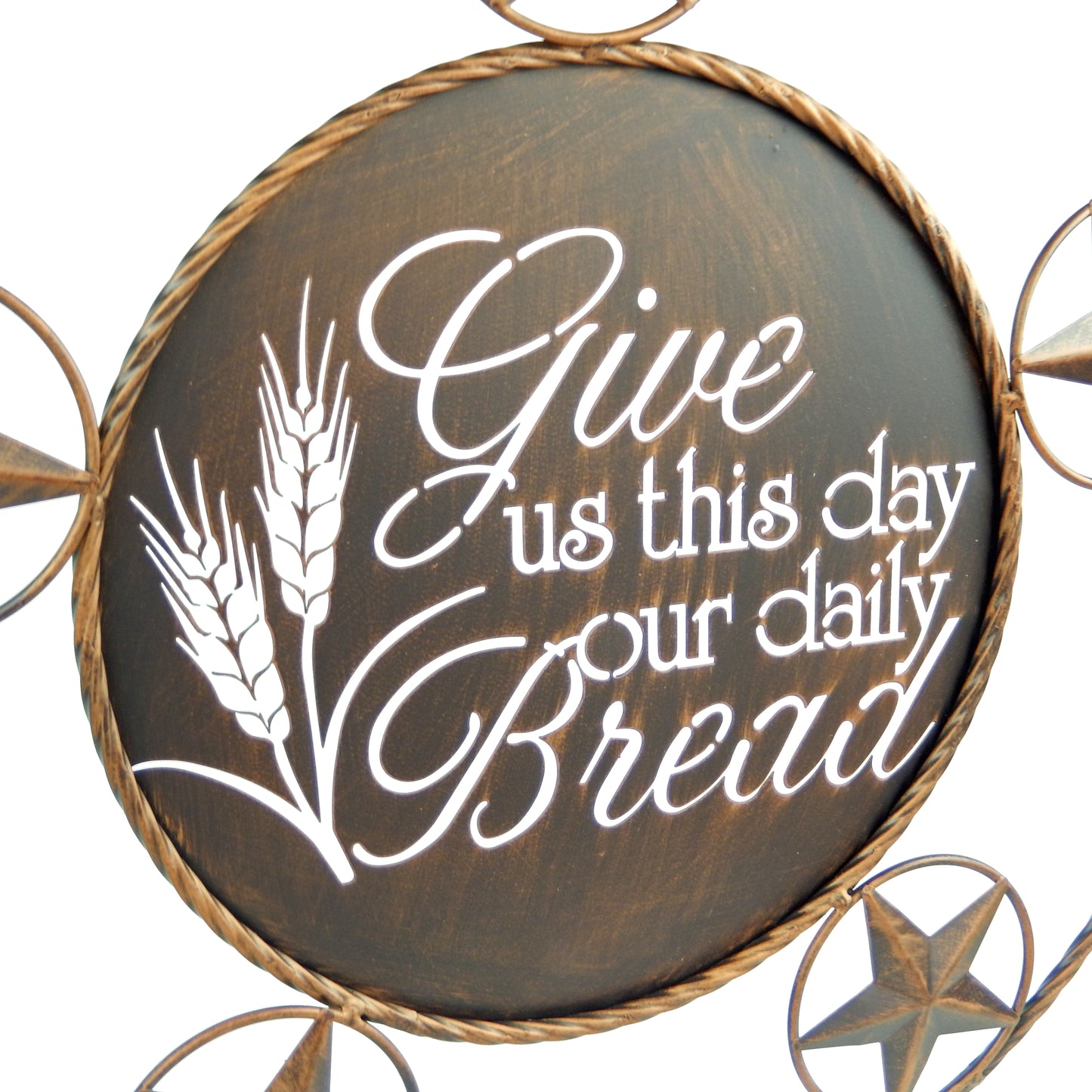 "Give Us This Day Our Daily Bread" Religious Metal Wall Decor Stars 20.5 inch