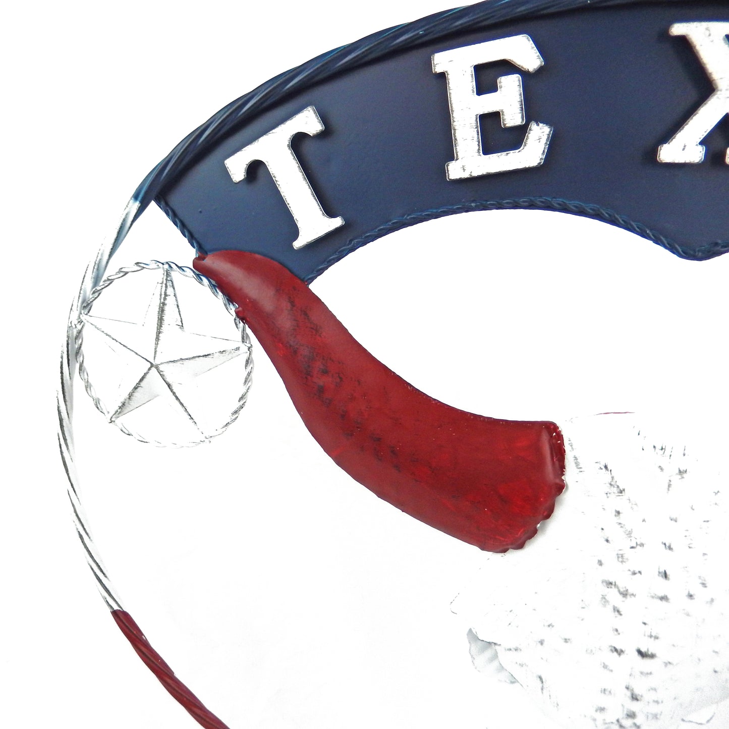 Oval Texas Flag Longhorn Stars Metal Wall Decor Rustic Finish 22.5 x 18 inch