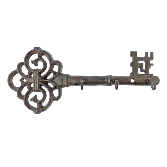 Skeleton Key Rack Cast Iron Victorian Antique Style Wall Hooks Rustic Brown