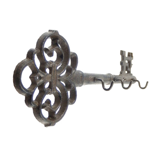 Skeleton Key Rack Cast Iron Victorian Antique Style Wall Hooks Rustic Brown