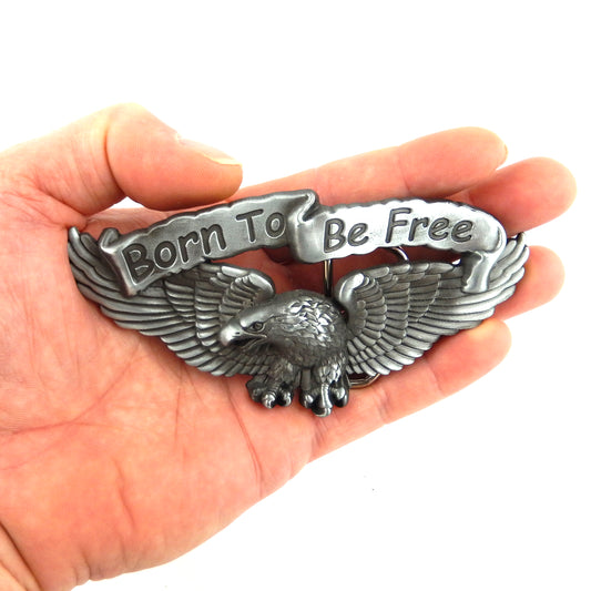 American Eagle Belt Buckle Biker Born To Be Free Harley Davidson Antique Silver