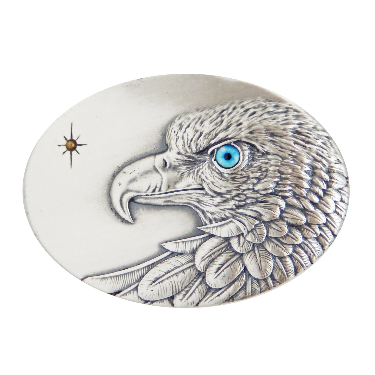 American Eagle Belt Buckle Real Silver Plated Blue Eye Fits Belts 1.5 inch Belts