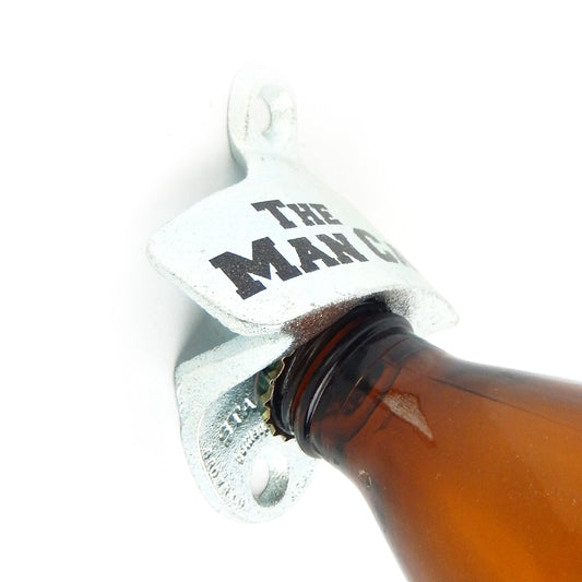 Starr The Man Cave Cast Iron Beer Soda Bottle Opener Wall Mounted Zinc Plated