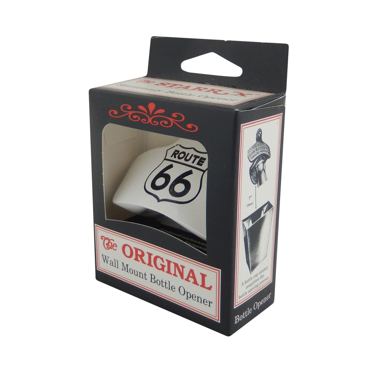 Starr Route 66 Cast Iron Beer Soda Bottle Opener White Powder Coated Wall Mount