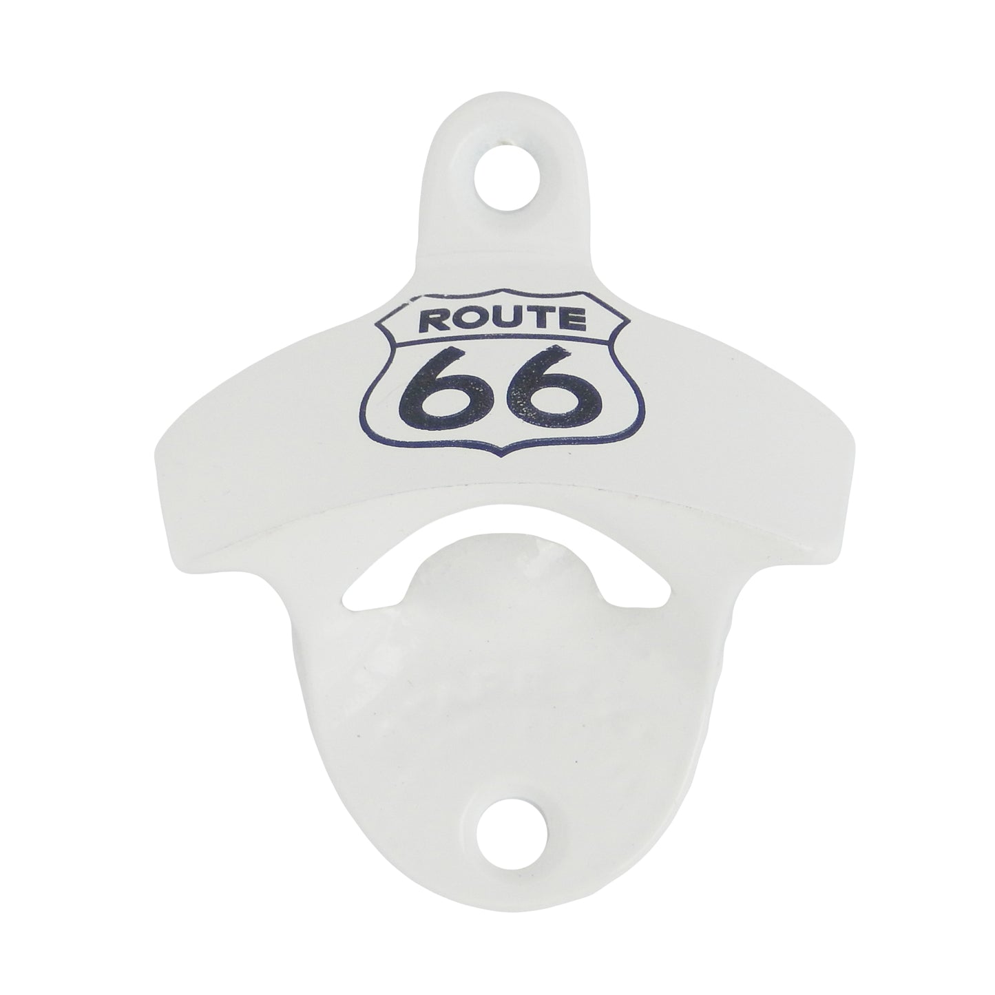 Starr Route 66 Cast Iron Beer Soda Bottle Opener White Powder Coated Wall Mount