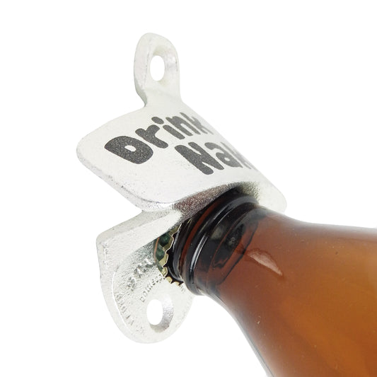 Starr Drink Naked Cast Iron Beer Soda Bottle Opener Wall Mounted Zinc Plated
