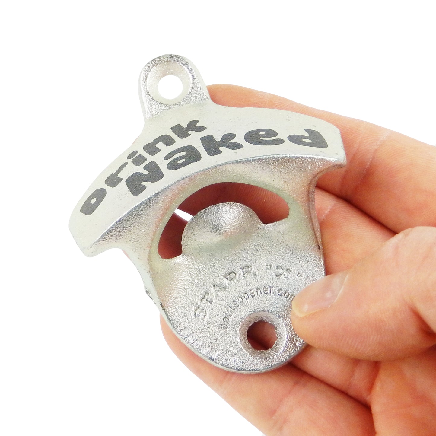 Starr Drink Naked Cast Iron Beer Soda Bottle Opener Wall Mounted Zinc Plated