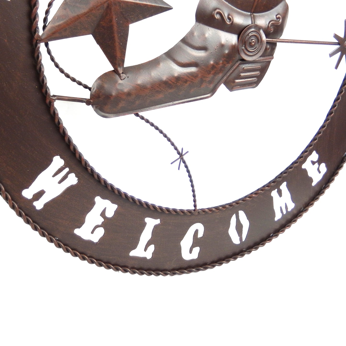 Metal Horseshoe Welcome Wall Decor Boots Spur Stars Rustic Country Western 20 in