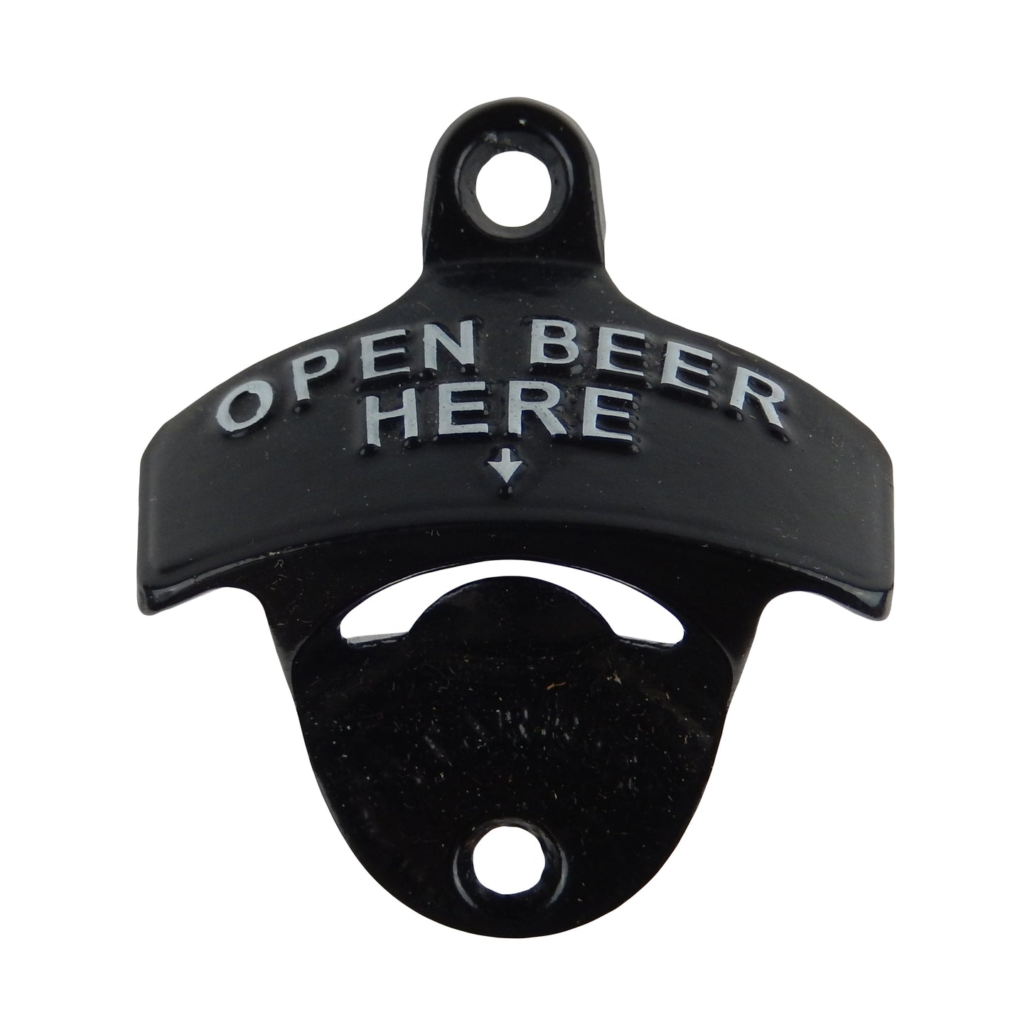 Starr Cast Iron Open Beer Here Bottle Opener Wall Mounted Black Powder Coated