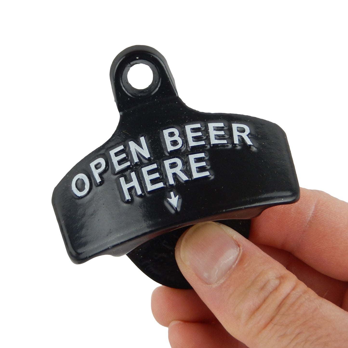 Starr Cast Iron Open Beer Here Bottle Opener Wall Mounted Black Powder Coated