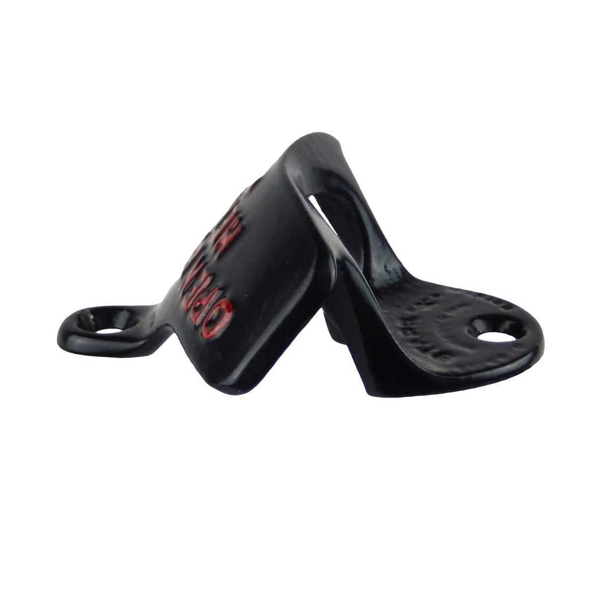 Starr Black Cast Iron Open Bottle Here Opener With Plastic Cap Catcher Set