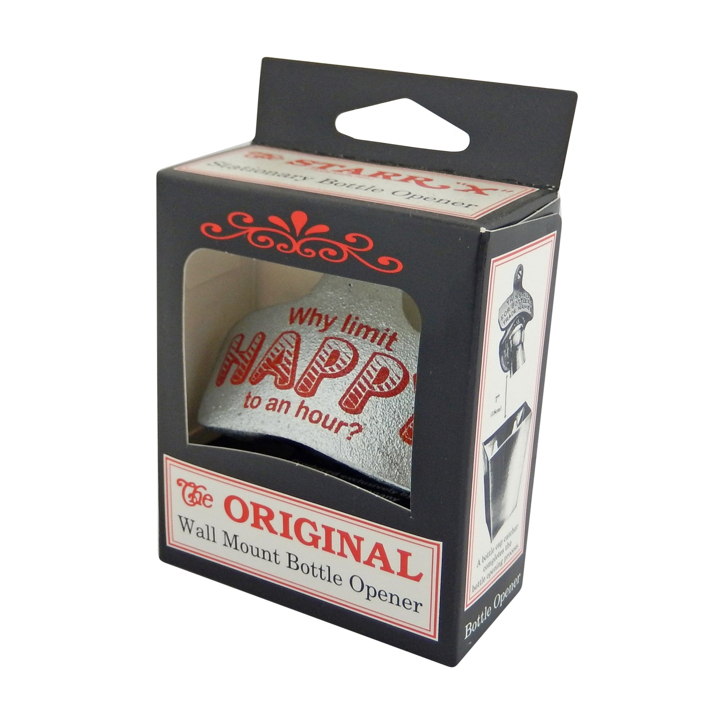 Starr Why Limit Happy to An Hour? Cast Iron Bottle Opener Wall Mount Zinc Plated