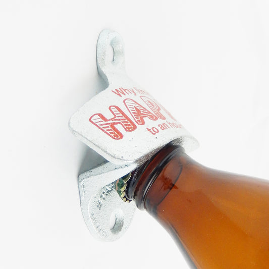 Starr Why Limit Happy to An Hour? Cast Iron Bottle Opener Wall Mount Zinc Plated