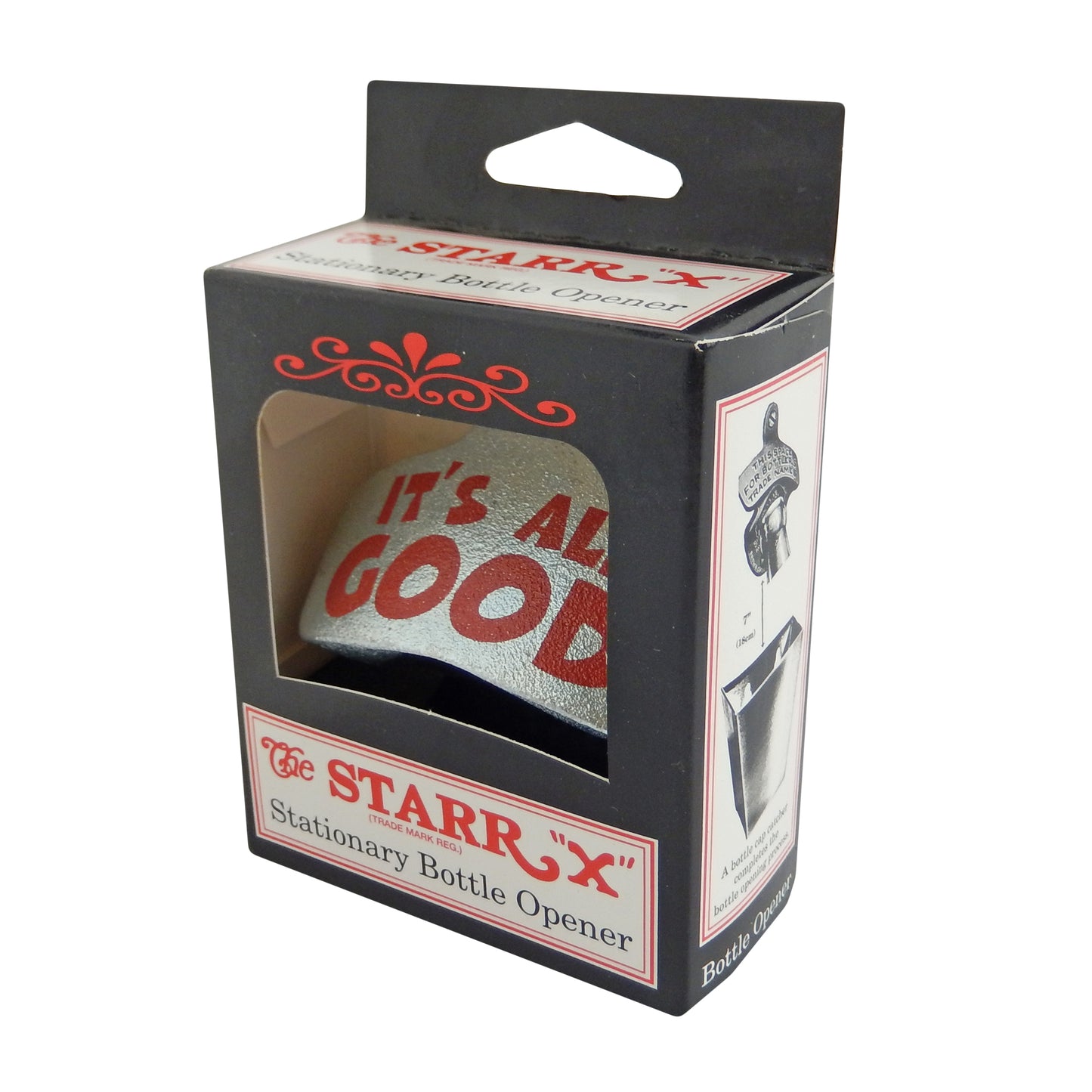 Starr It's All Good Cast Iron Beer Soda Bottle Opener Wall Mount Zinc Plated