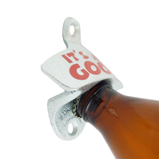 Starr It's All Good Cast Iron Beer Soda Bottle Opener Wall Mount Zinc Plated