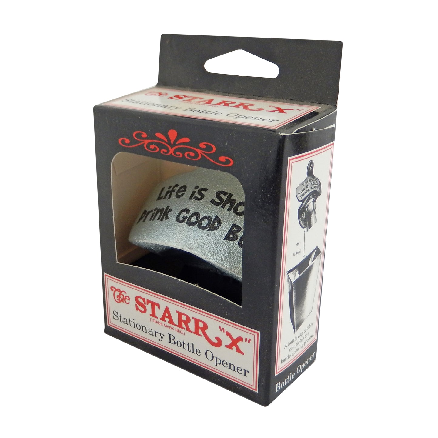 Starr Cast Iron Life is Short, Drink Good Beer Opener Wall Mounted Zinc Plated