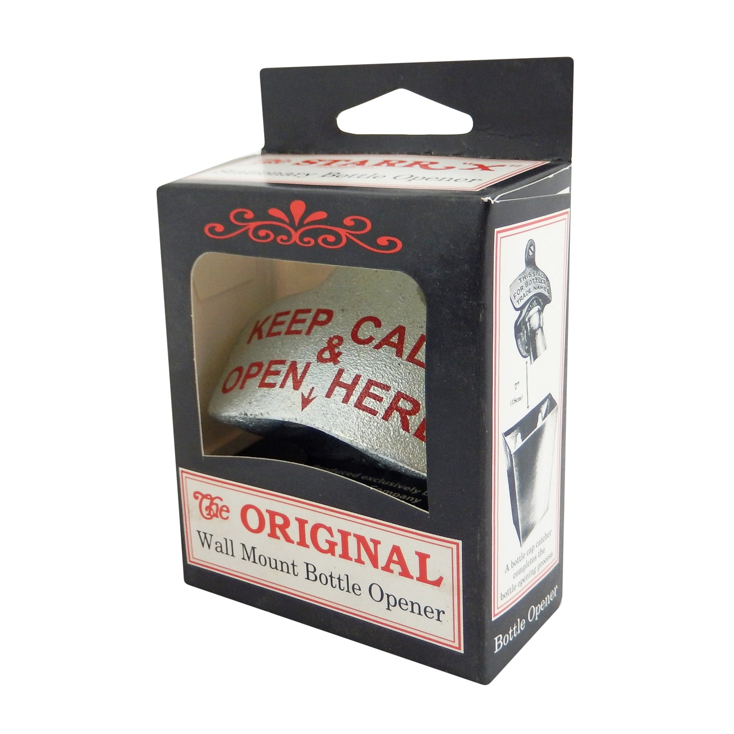 Starr Keep Calm & Open Here Cast Iron Bottle Opener Wall Mounted Zinc Plated