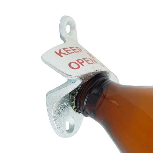 Starr Keep Calm & Open Here Cast Iron Bottle Opener Wall Mounted Zinc Plated