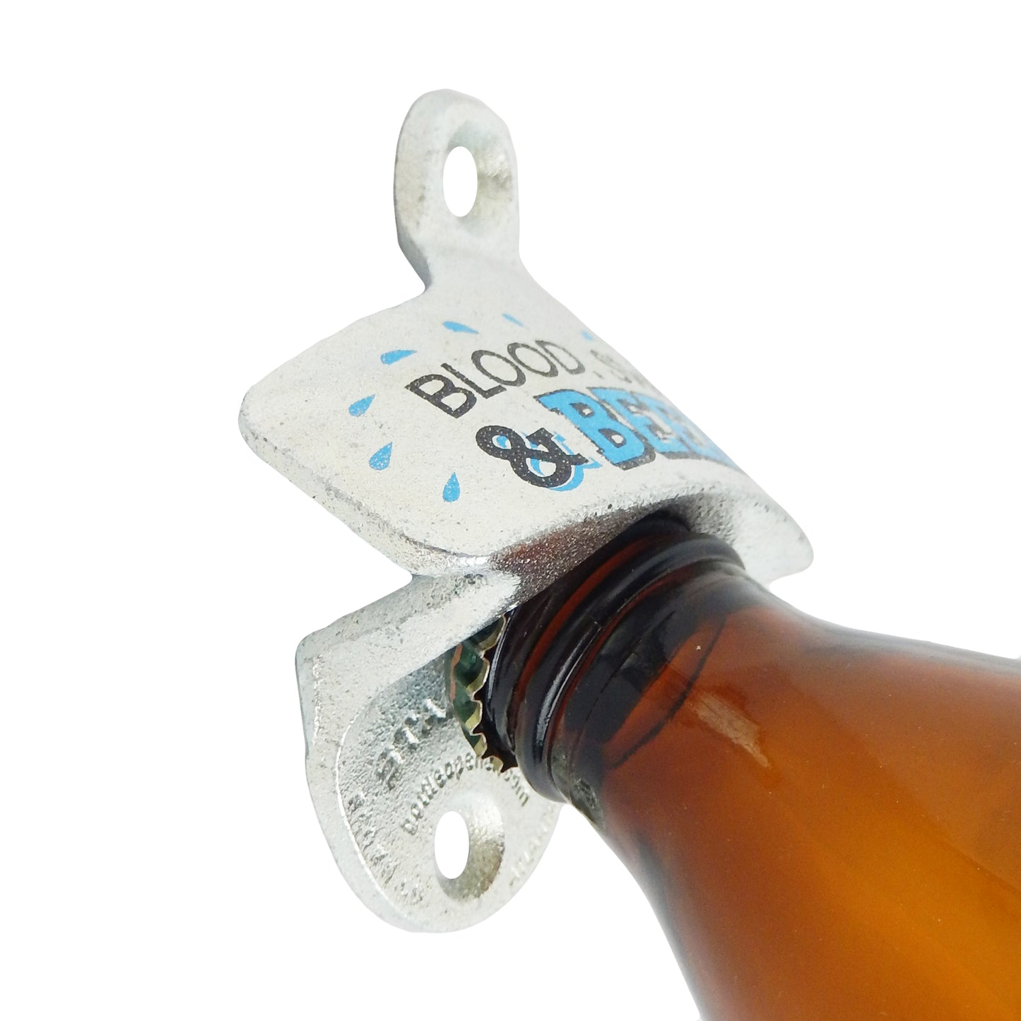 Starr Cast Iron Blood Sweat & Beers Bottle Opener Wall Mounted Zinc Plated
