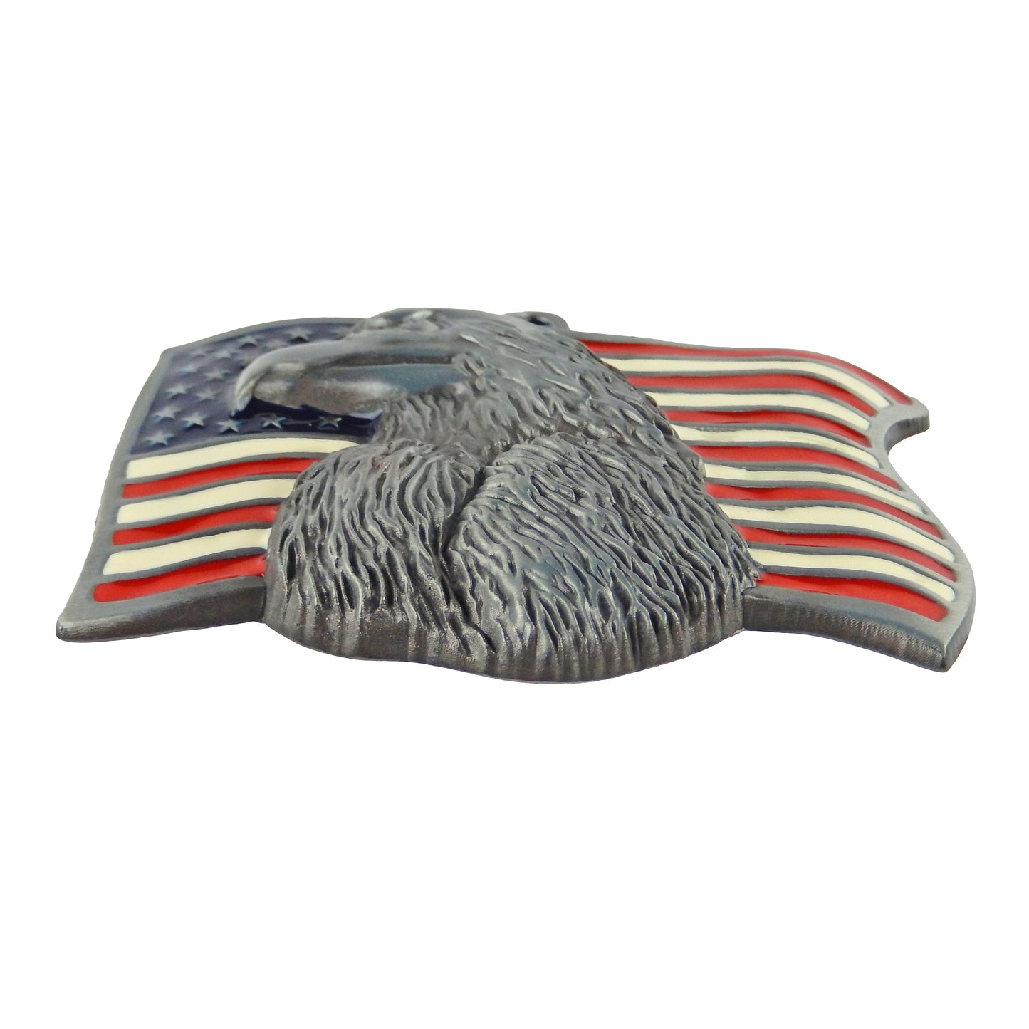 Men's American Eagle Flag Belt Buckle Color Enamel Silver Tone Fits 1.5 in Belts