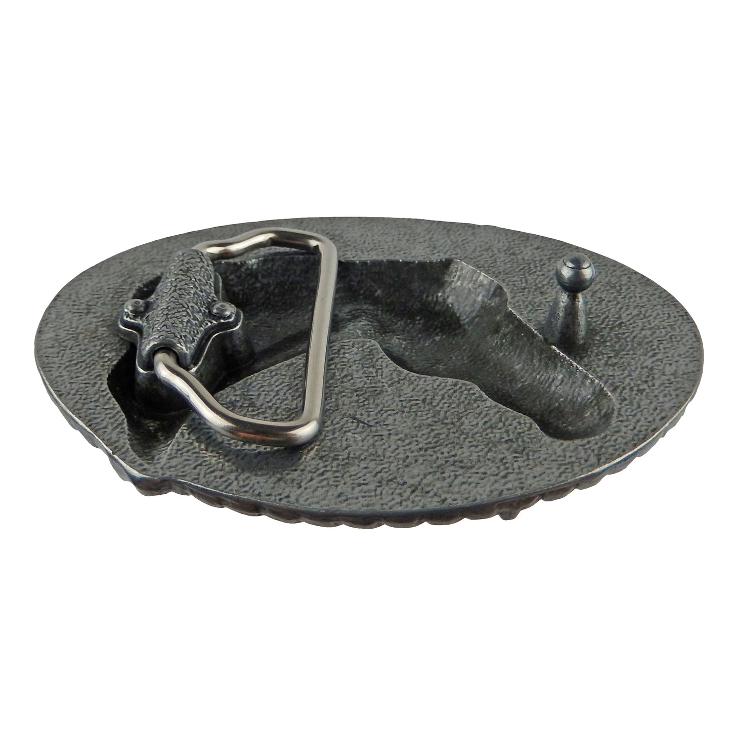 Western Oval Horse Head Floral Belt Buckle Antique Silver Tone Fits 1.5 in Belt