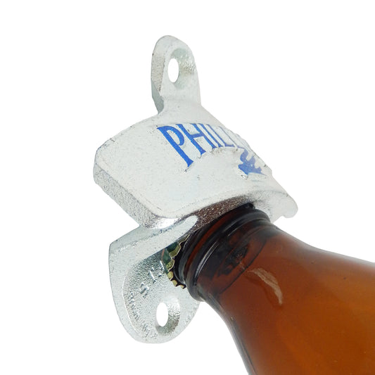 Starr Embossed Cast Iron Phillips Brewing Bottle Opener Wall Mounted Zinc Plated