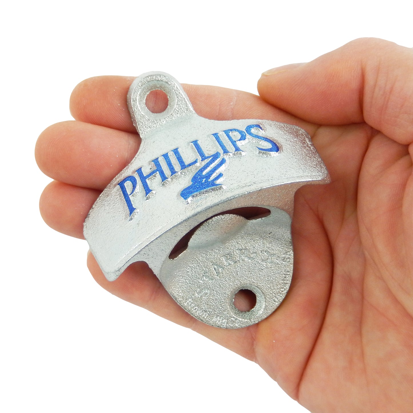 Starr Embossed Cast Iron Phillips Brewing Bottle Opener Wall Mounted Zinc Plated
