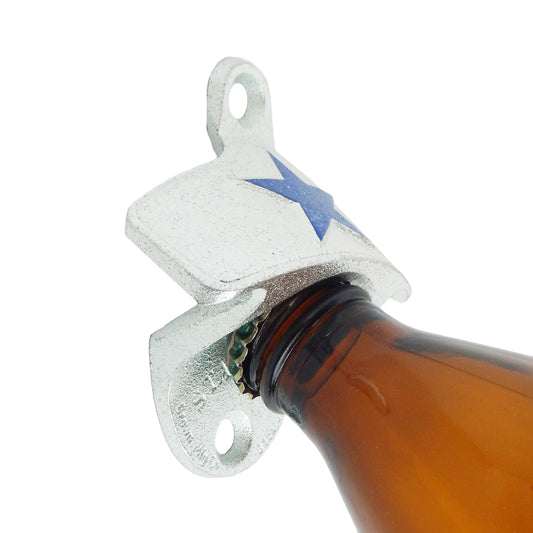 Starr Embossed Dallas Cowboys Blue Star Cast Iron Beer Bottle Opener Wall Mount