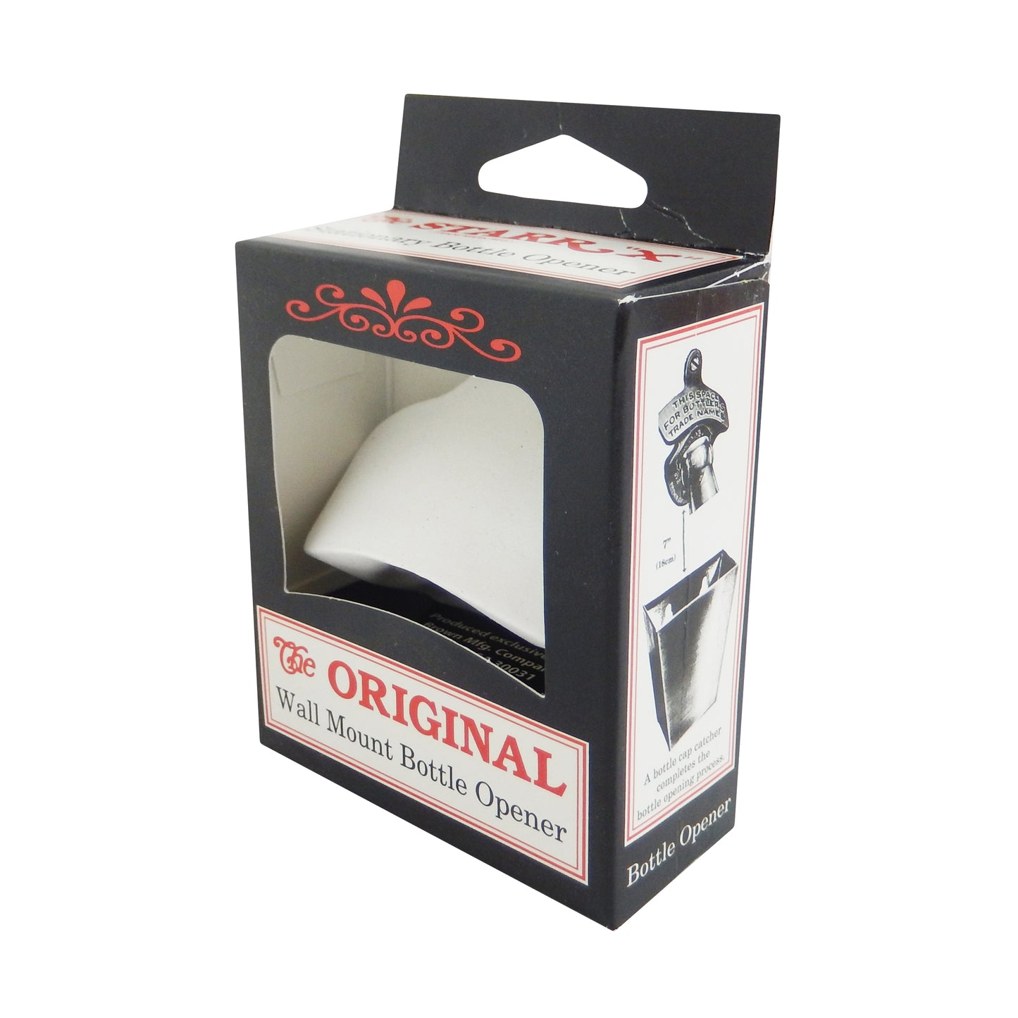 Starr Plain White Cast Iron Beer Soda Bottle Opener Wall Mounted Powder Coated