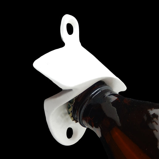 Starr Plain White Cast Iron Beer Soda Bottle Opener Wall Mounted Powder Coated