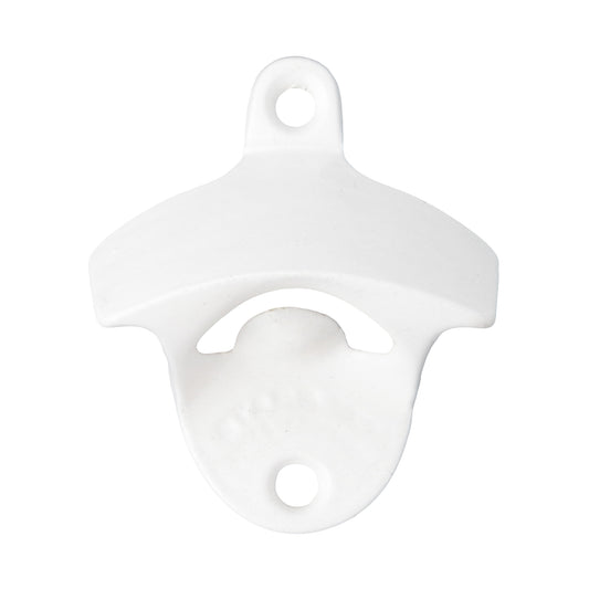 Starr Plain White Cast Iron Beer Soda Bottle Opener Wall Mounted Powder Coated