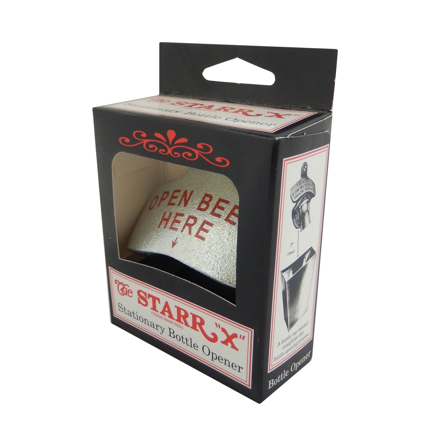 Starr Open Beer Here Cast Iron Soda Bottle Opener Wall Mounted Zinc Plated